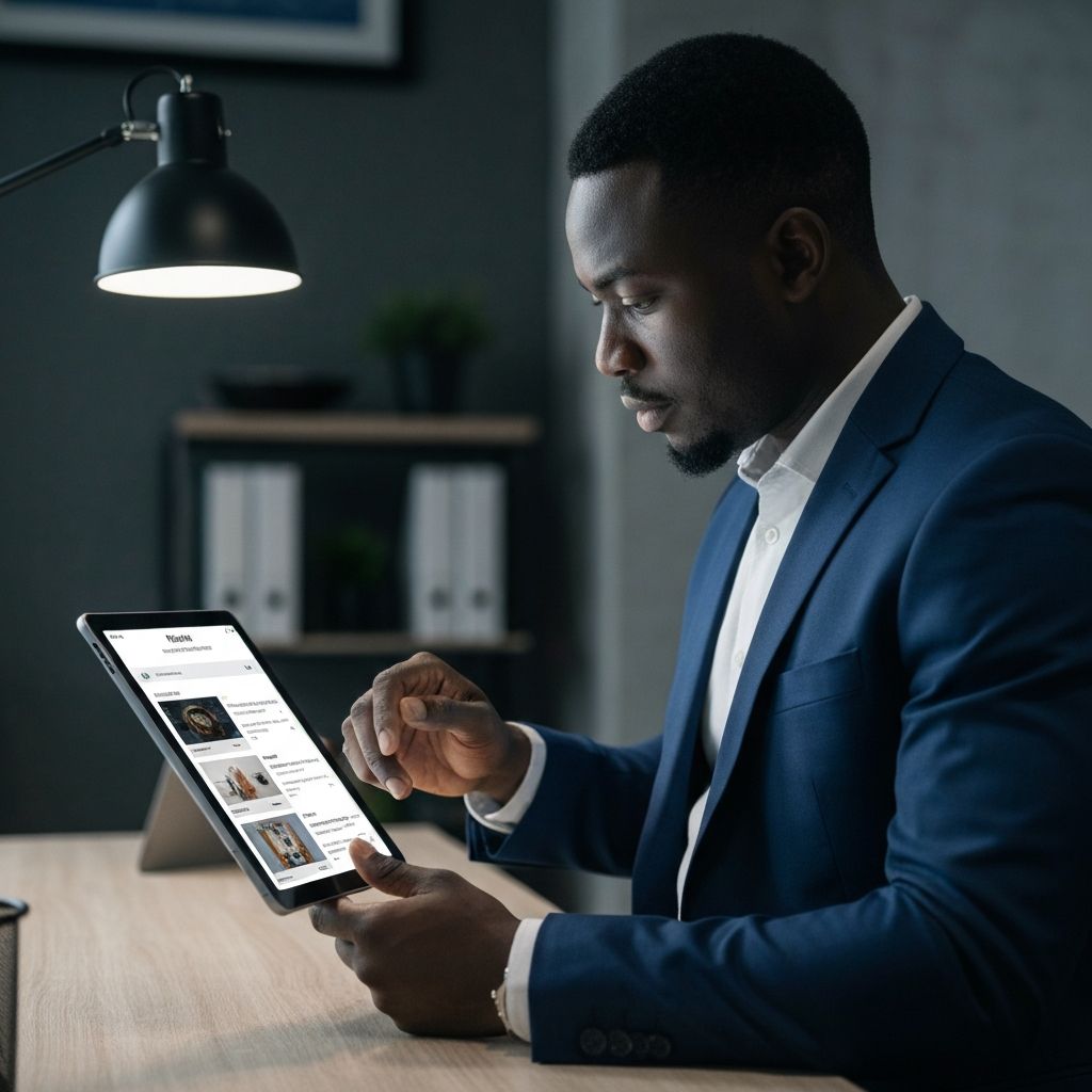 African buyer browsing marketplace